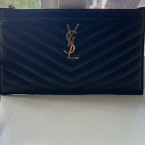 YSL (Saint Laurent) Matelassé Leather Pouch/Clutch (Large): only used once